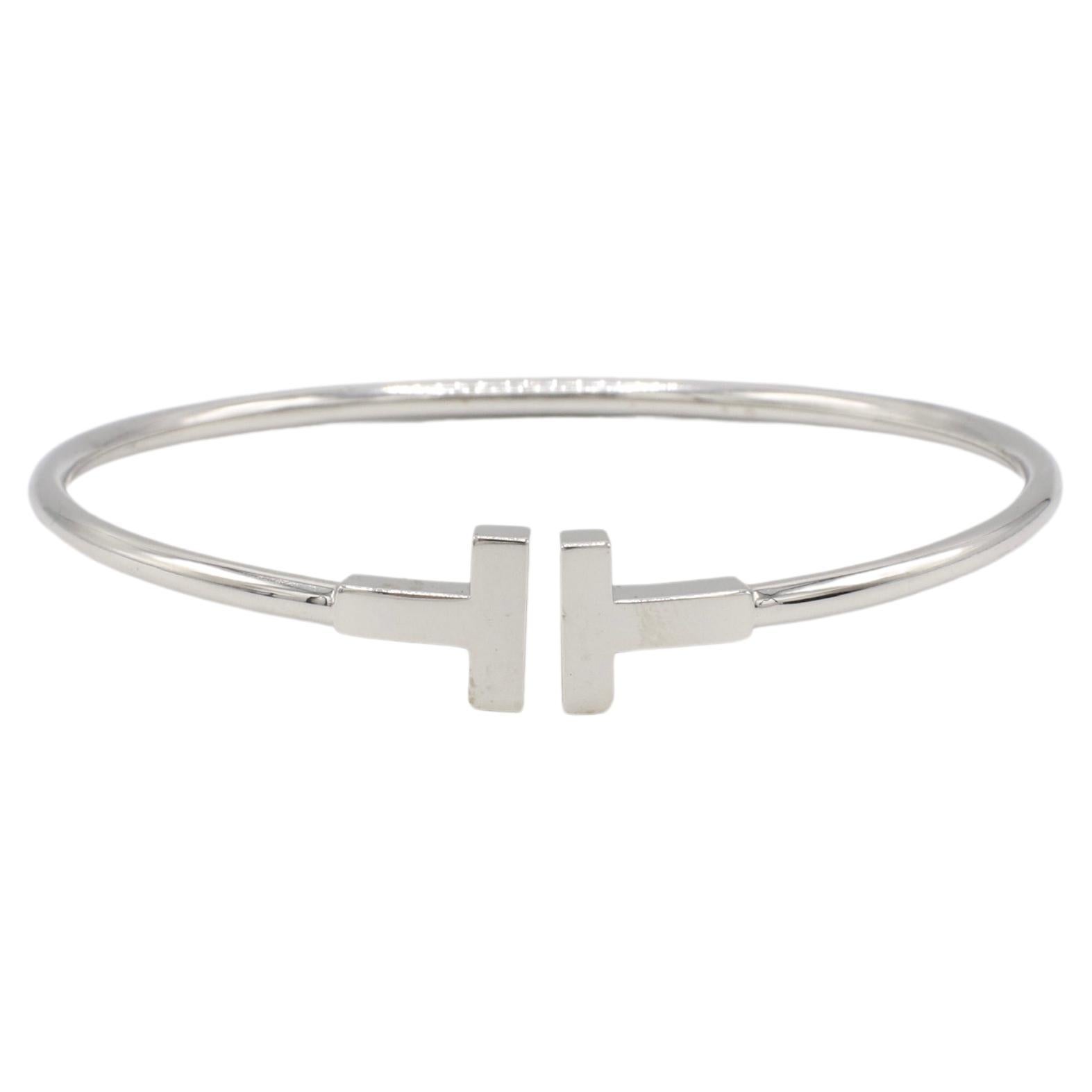 Tiffany & Co. T Wire 18 Karat White Gold Bangle Bracelet