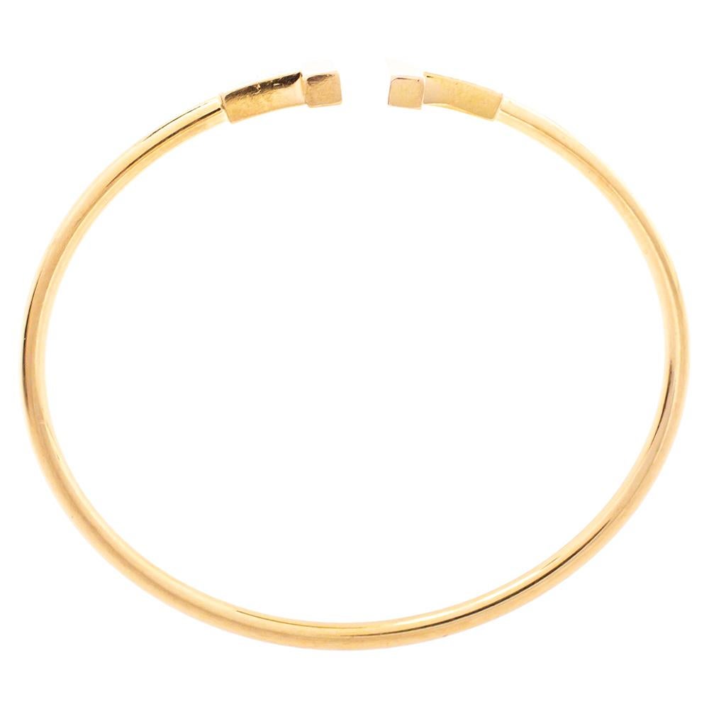 Tiffany & Co. T Wire 18K Rose Gold Bracelet In Fair Condition In Dubai, Al Qouz 2