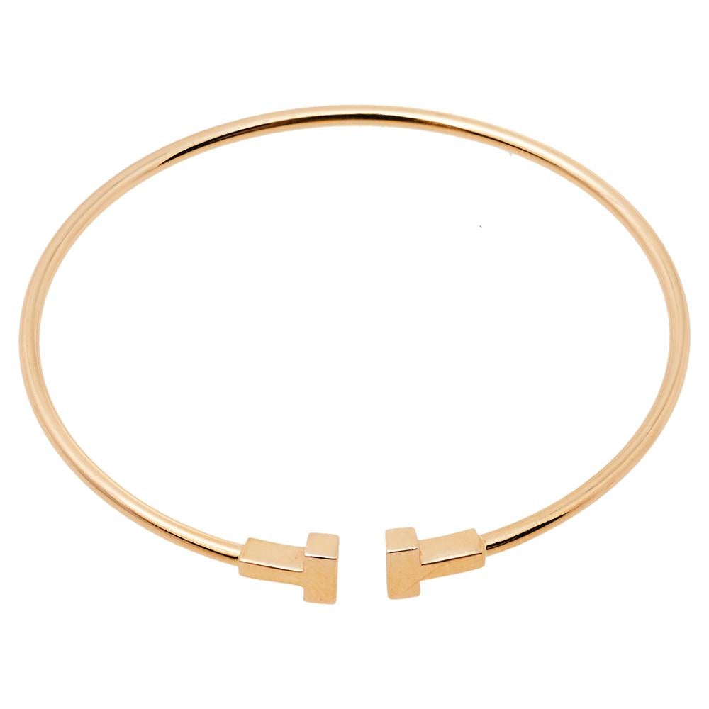 Contemporary Tiffany & Co. T Wire 18K Rose Gold Narrow Bracelet