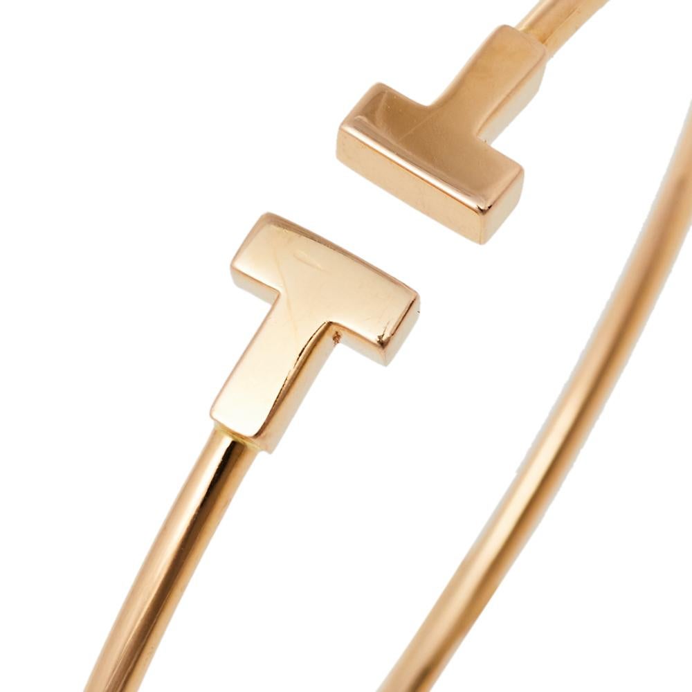 Women's Tiffany & Co. T Wire 18K Rose Gold Narrow Bracelet