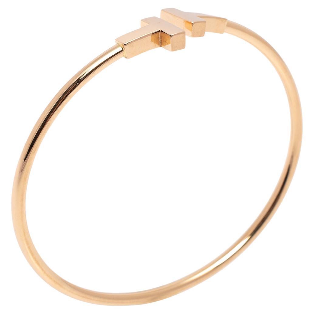 Tiffany & Co. T Wire 18K Rose Gold Narrow Open Cuff Bracelet