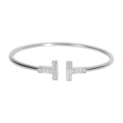 Tiffany & Co. T Wire Bangle with Diamonds in 18K White Gold 0.36 CTW