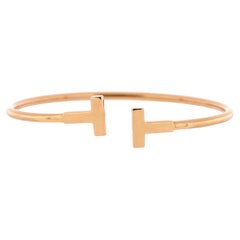 Tiffany & Co. T Wire Bracelet 18K Rose Gold Narrow