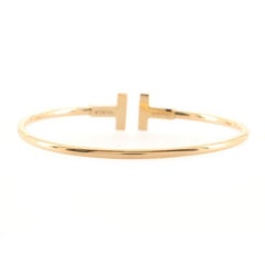 Tiffany & Co. T Wire Bracelet 18K Rose Gold with Diamonds and Mother of Pearl