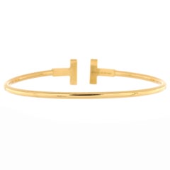 Tiffany & Co. T Wire Bracelet 18k Yellow Gold and Diamonds