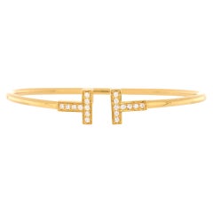 Tiffany & Co. T Wire Bracelet 18k Yellow Gold and Diamonds