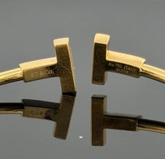 Tiffany & Co. T Wire Bracelet 18K Yellow Gold Mother of Pearl Diamond Bracelet