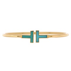 Tiffany & Co. T Wire Bracelet 18K Yellow Gold with Turquoise