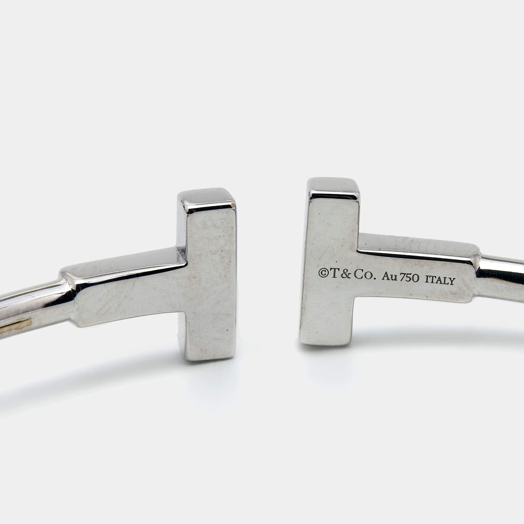 Women's Tiffany & Co. T Wire Diamond 18k White Gold Bracelet For Sale