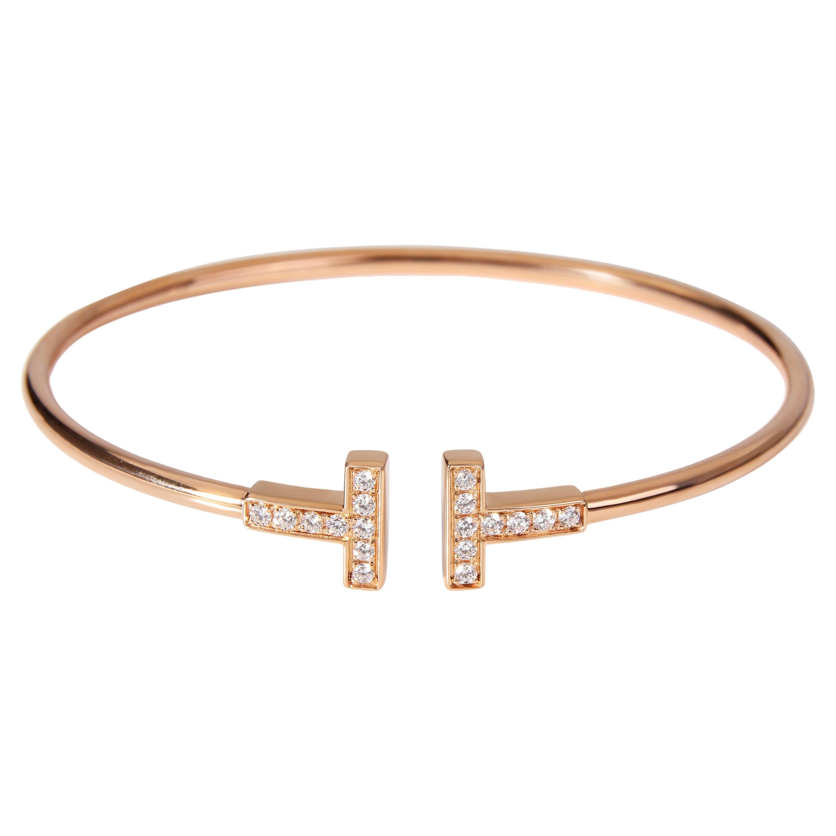 Tiffany & Co. T Wire Diamond Bracelet in 18K Rose Gold