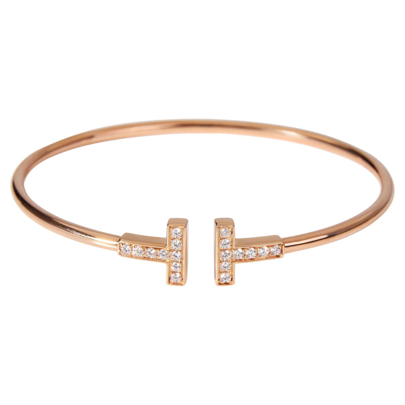 Tiffany and Co. T Wire Diamond Bracelet in 18K Rose Gold For Sale at ...