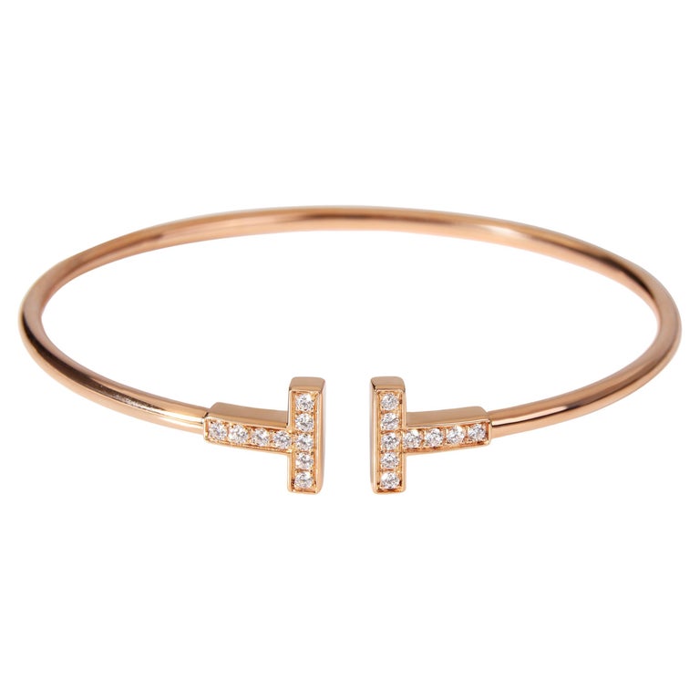 Tiffany & Co. T Wire Diamond Bracelet in 18K Rose Gold For Sale