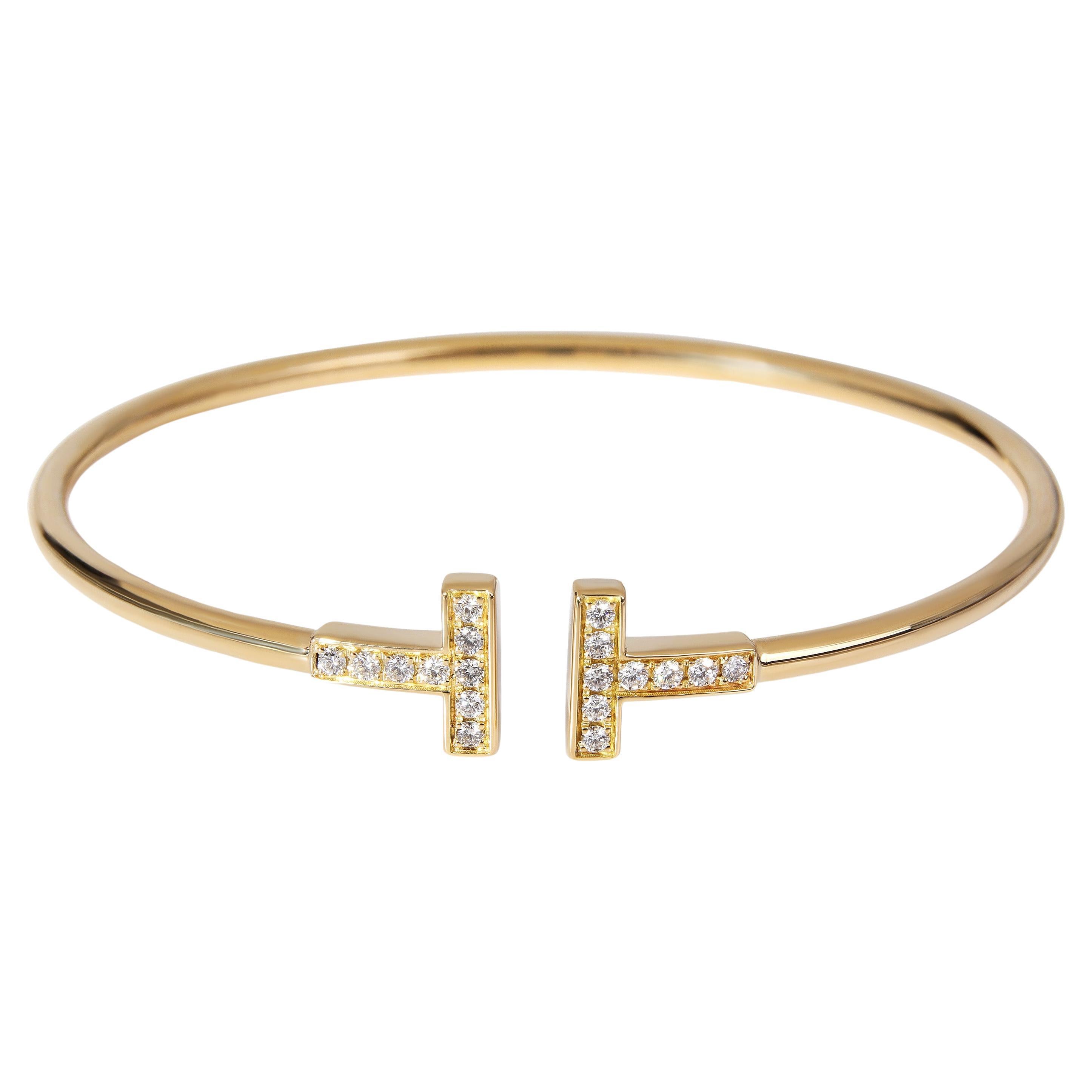 Tiffany & Co. T Wire Diamond Bracelet in 18K Yellow Gold