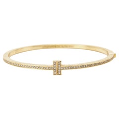 Tiffany & Co. T Wire Diamond Hinged 18k Yellow Gold Bracelet