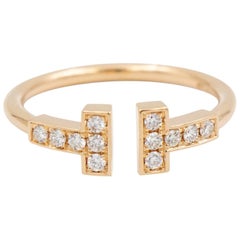 Tiffany & Co. T Wire Diamond Ring, 18 Karat Rose Gold