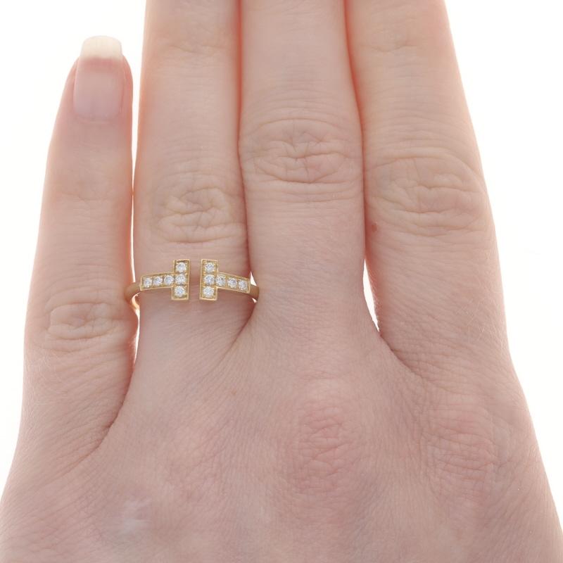 Round Cut Tiffany & Co. T Wire Diamond Ring - Yellow Gold 18k Round .13ctw Band Sz 6 1/2
