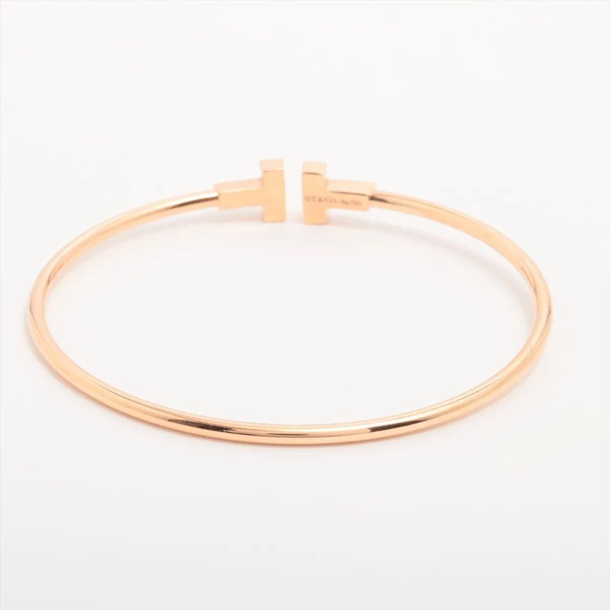 Tiffany & Co. T Wire Narrow Bracelet Rose Gold In Good Condition For Sale In Humacao, PR