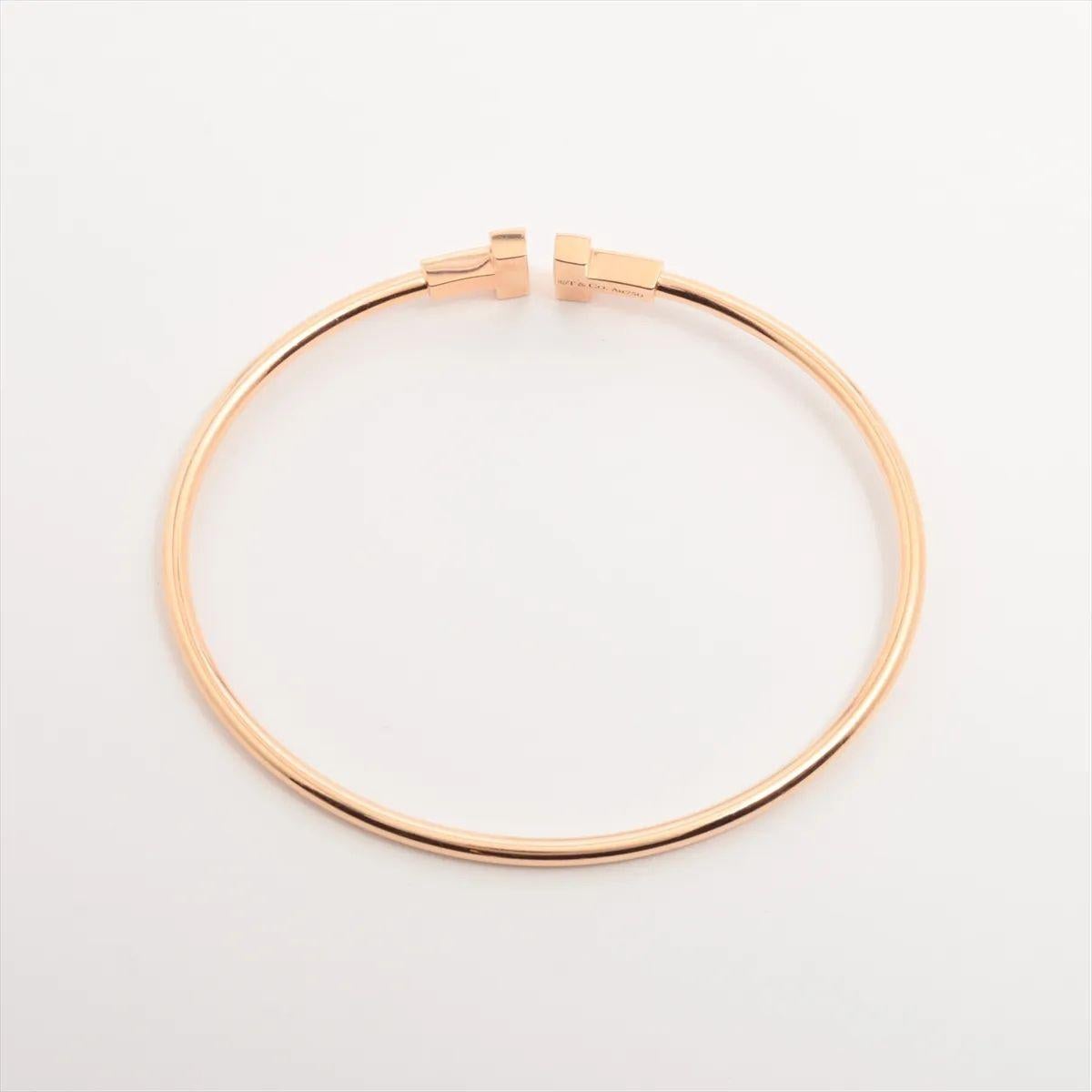 Tiffany & Co. T Wire Narrow Bracelet Rose Gold For Sale 2