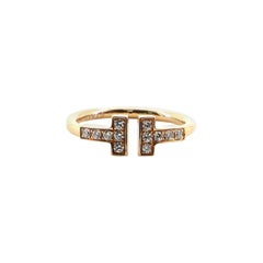 Tiffany & Co. T Wire Ring 18 Karat Rose Gold with Diamonds 4.5 - 48