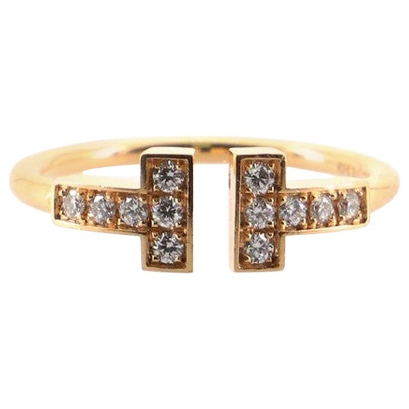Tiffany & Co. T Wire Ring 18K Rose Gold with Diamonds