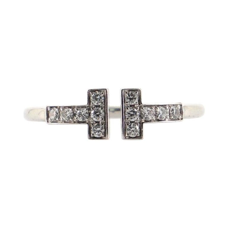 Tiffany and Co. T Wire Ring 18K White Gold with Diamonds 18K White Gold For  Sale at 1stDibs | tiffany t wire ring white gold, diamond wire ring, t wire  ring tiffany
