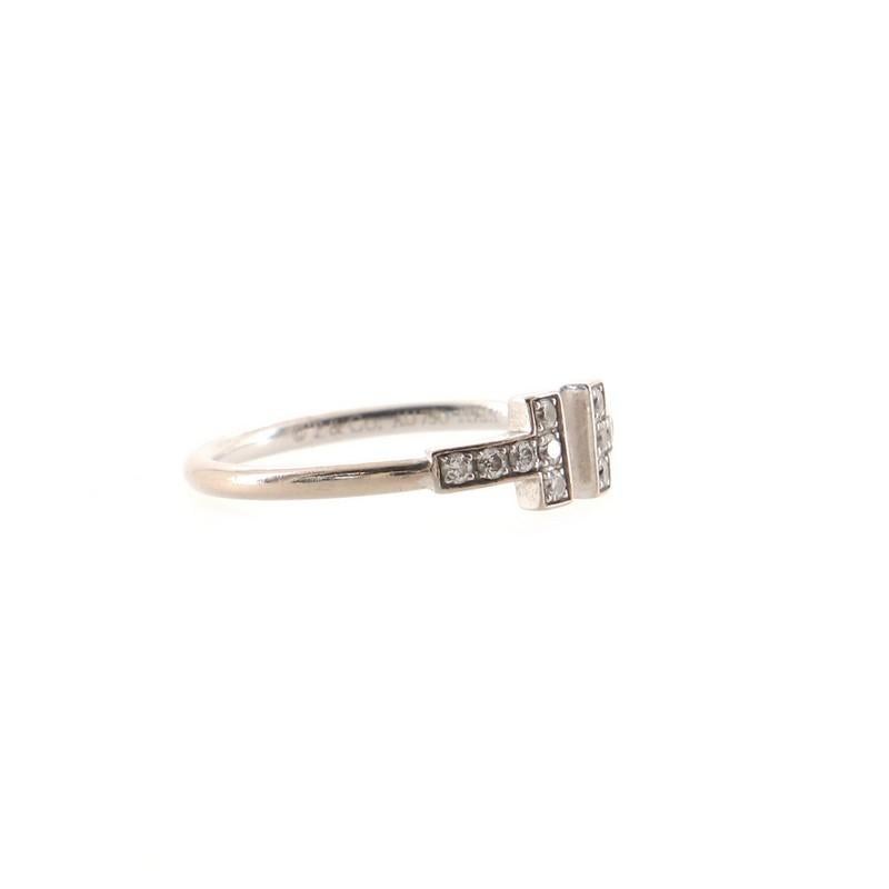 Round Cut Tiffany & Co. T Wire Ring 18K White Gold with Diamonds