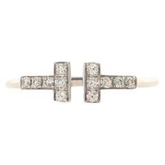 Tiffany & Co. T Wire Ring 18K White Gold with Diamonds