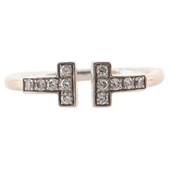 Tiffany & Co. T Wire Ring 18K White Gold with Diamonds