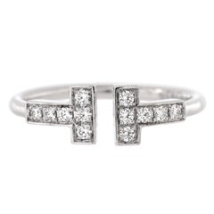 Tiffany & Co. T Wire Ring 18K White Gold with Diamonds