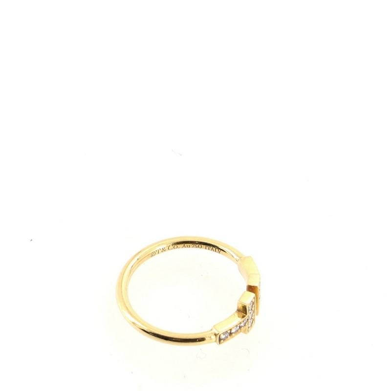 Tiffany & Co. T Wire Ring 18k Yellow Gold with Diamonds In Good Condition In New York, NY
