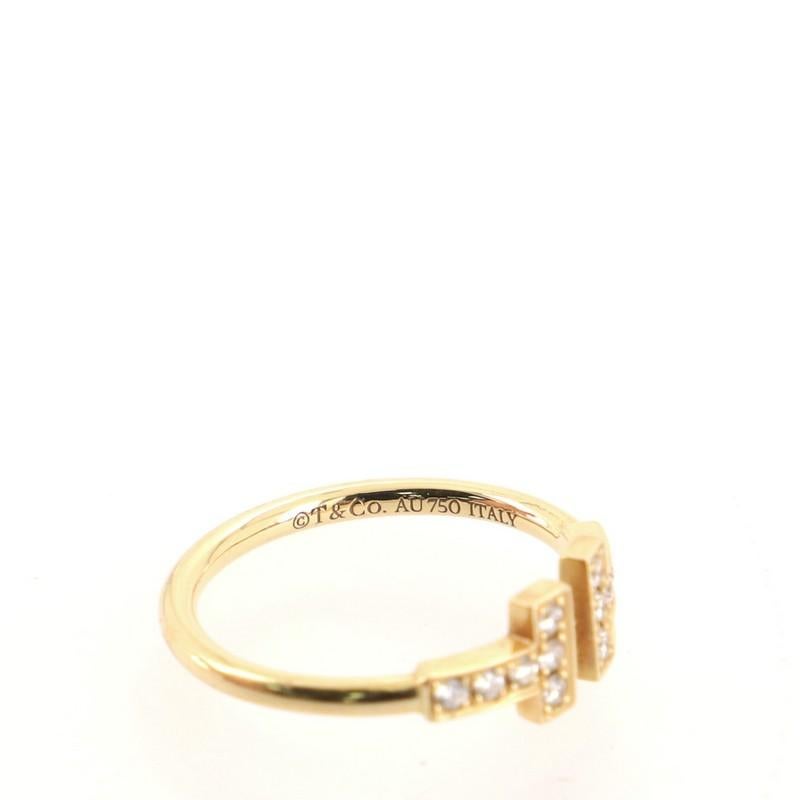 Women's or Men's Tiffany & Co. T Wire Ring 18K Yellow Gold with Diamonds