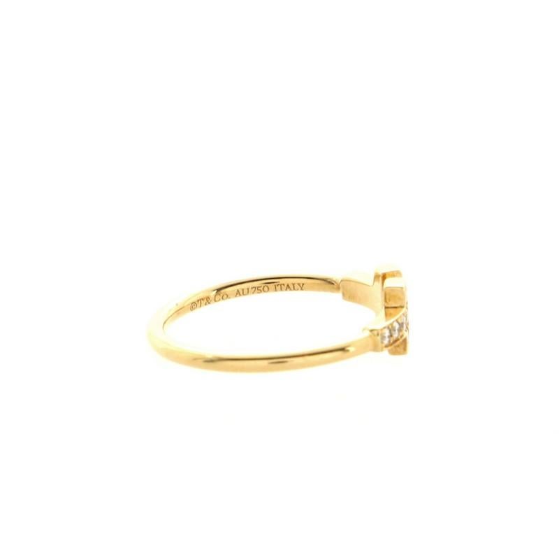 Round Cut Tiffany & Co. T Wire Ring 18K Yellow Gold with Diamonds