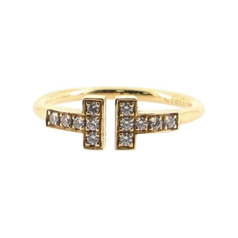 Tiffany & Co. T Wire Ring 18k Yellow Gold with Diamonds