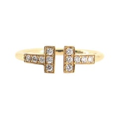 Tiffany & Co. T Wire Ring 18K Yellow Gold with Diamonds