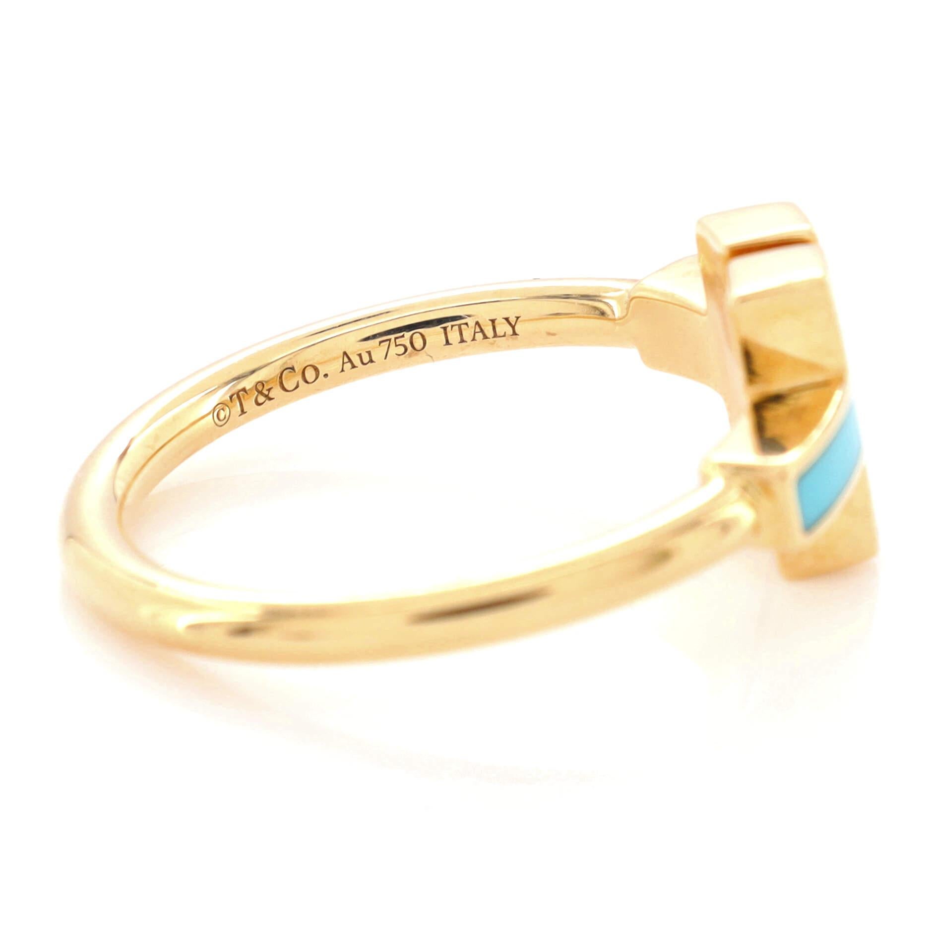 Women's Tiffany & Co. T Wire Ring 18k Yellow Gold with Turquoise