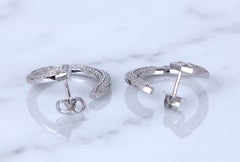 Tiffany & Co T1 18K White Gold Pavé Diamond Open Hoop Earrings 0.48 Carats