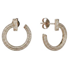 Tiffany & Co. T1 18K Yellow Gold Pave Diamond Open Hoop Earrings