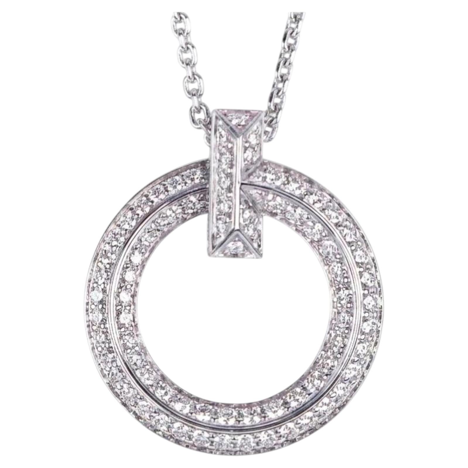 Tiffany & Co T1 Circle 0.72 Carat Diamond 18K White Gold Pendant Necklace