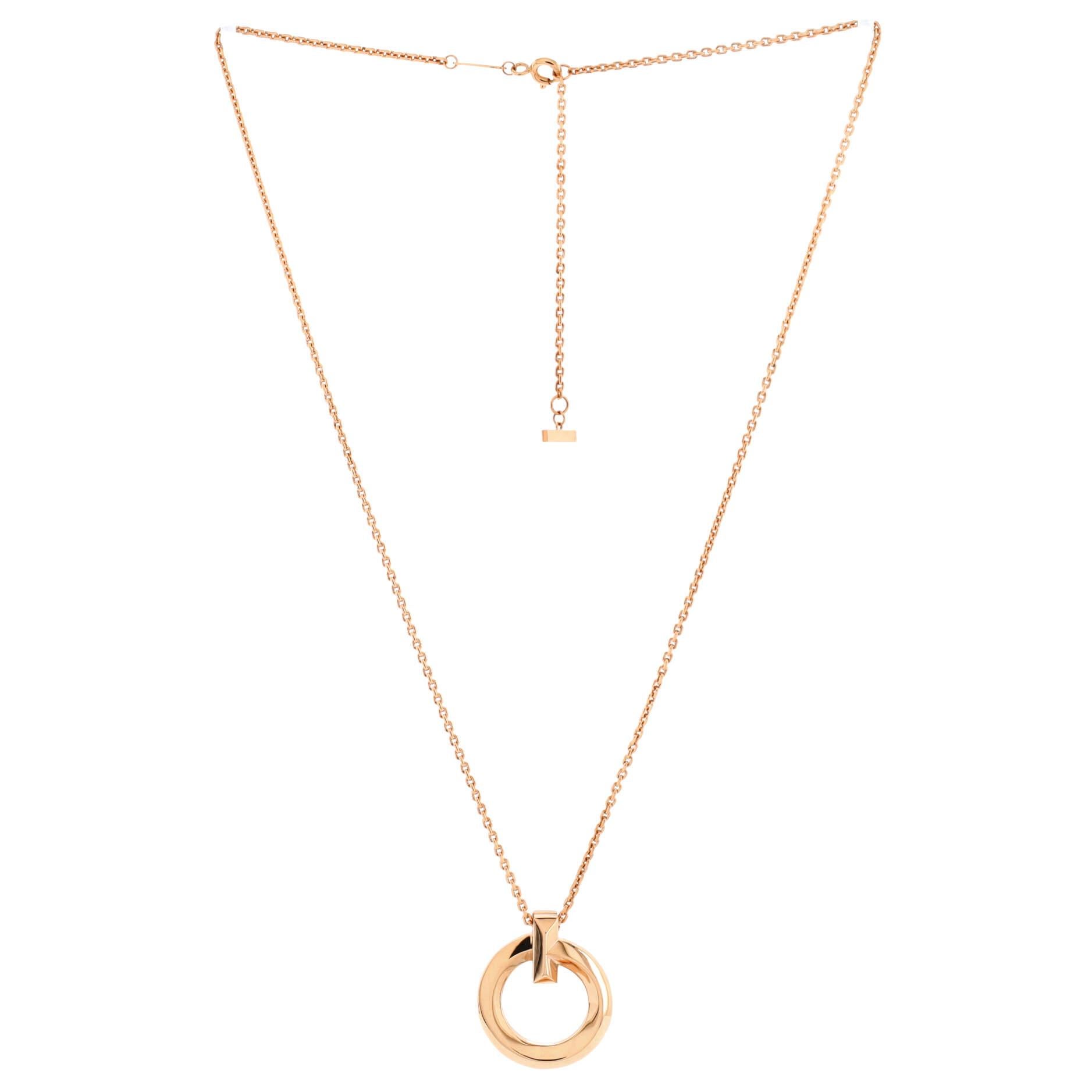 Tiffany & Co. T1 Kreis Anhänger Halskette 18K Rose Gold Klein im Zustand „Gut“ in New York, NY