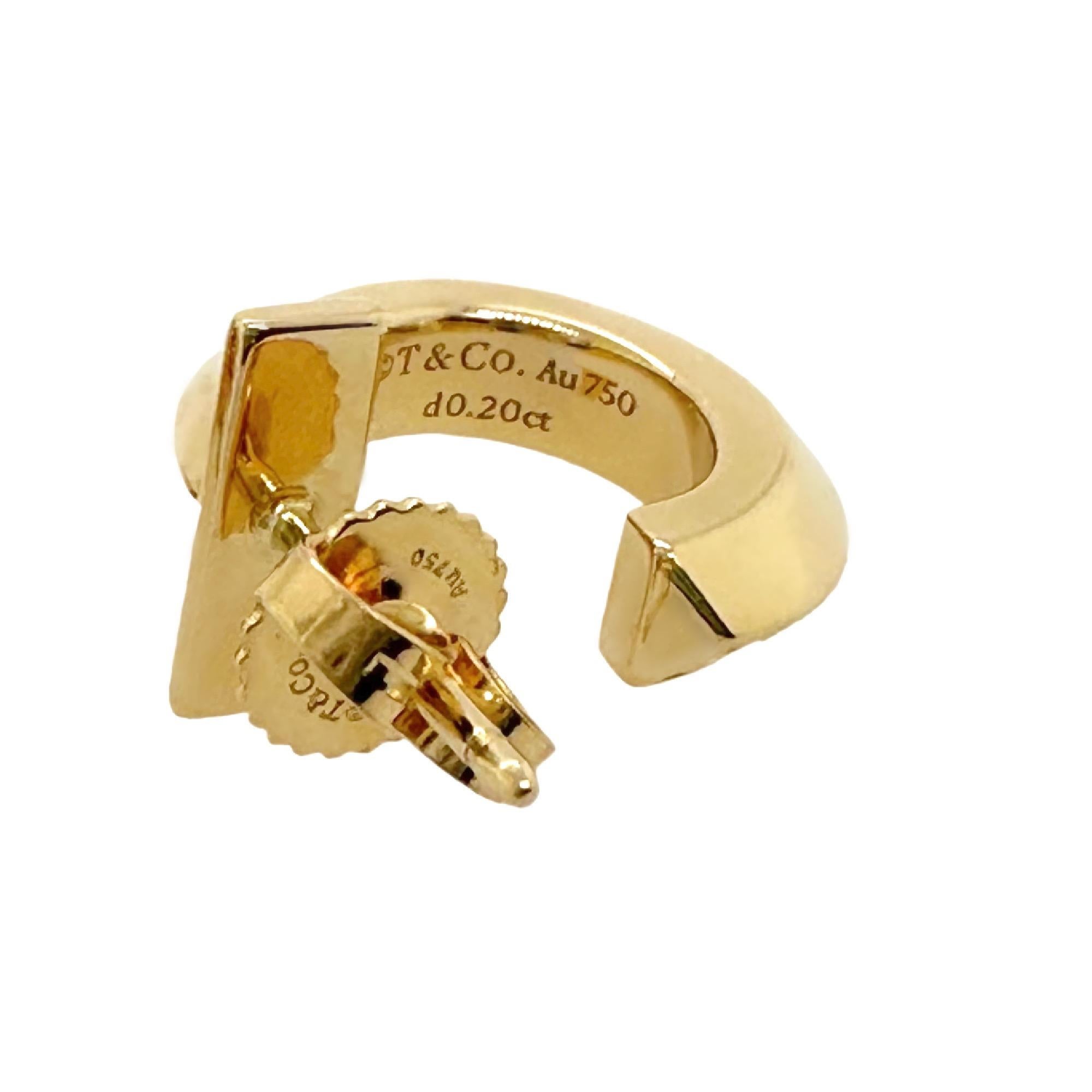 Tiffany & Co. T1 Diamant-Reifenohrringe aus 18kt Gelbgold Extra Klein im Zustand „Hervorragend“ in San Diego, CA