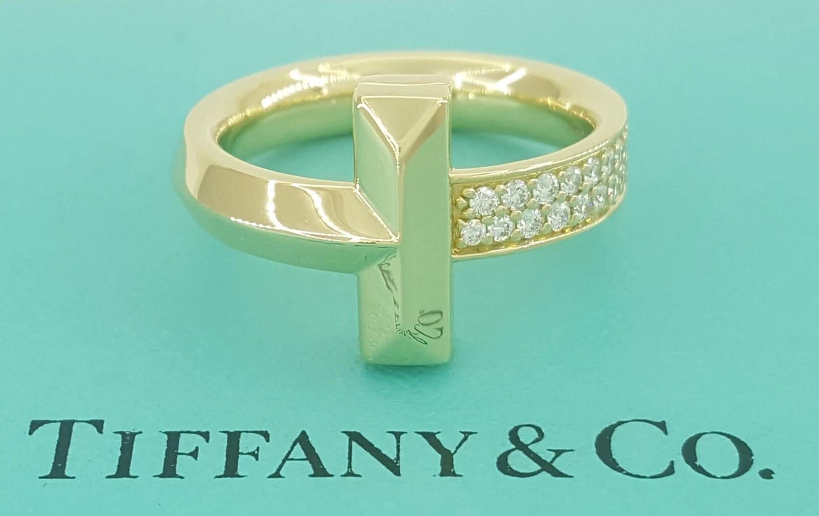 Tiffany & Co. Bague T1 en or jaune 18 carats, 0.24 carats Unisexe en vente