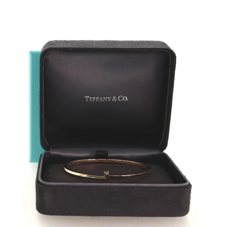Tiffany and Co. T1 Hinged Bangle Bracelet 18K Rose Gold Narrow at 1stDibs