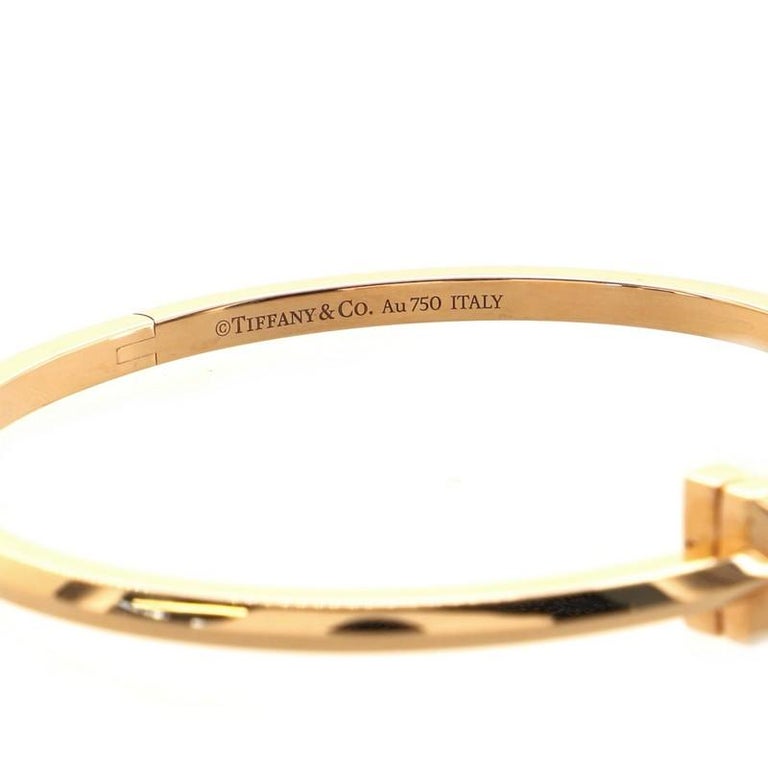 Tiffany and Co. T1 Hinged Bangle Bracelet 18K Rose Gold Narrow at 1stDibs