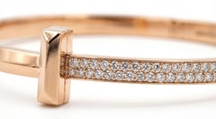 Tiffany & Co. T1 Hinged Diamond Half Pavé Bracelet 18K Rose Gold E VVS1