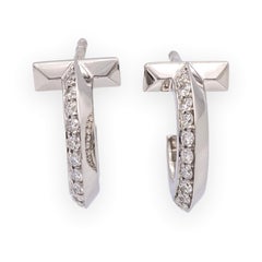 Tiffany & Co. T1 Hoop Earrings in 18K White Gold with Pavé Diamonds .40 cts