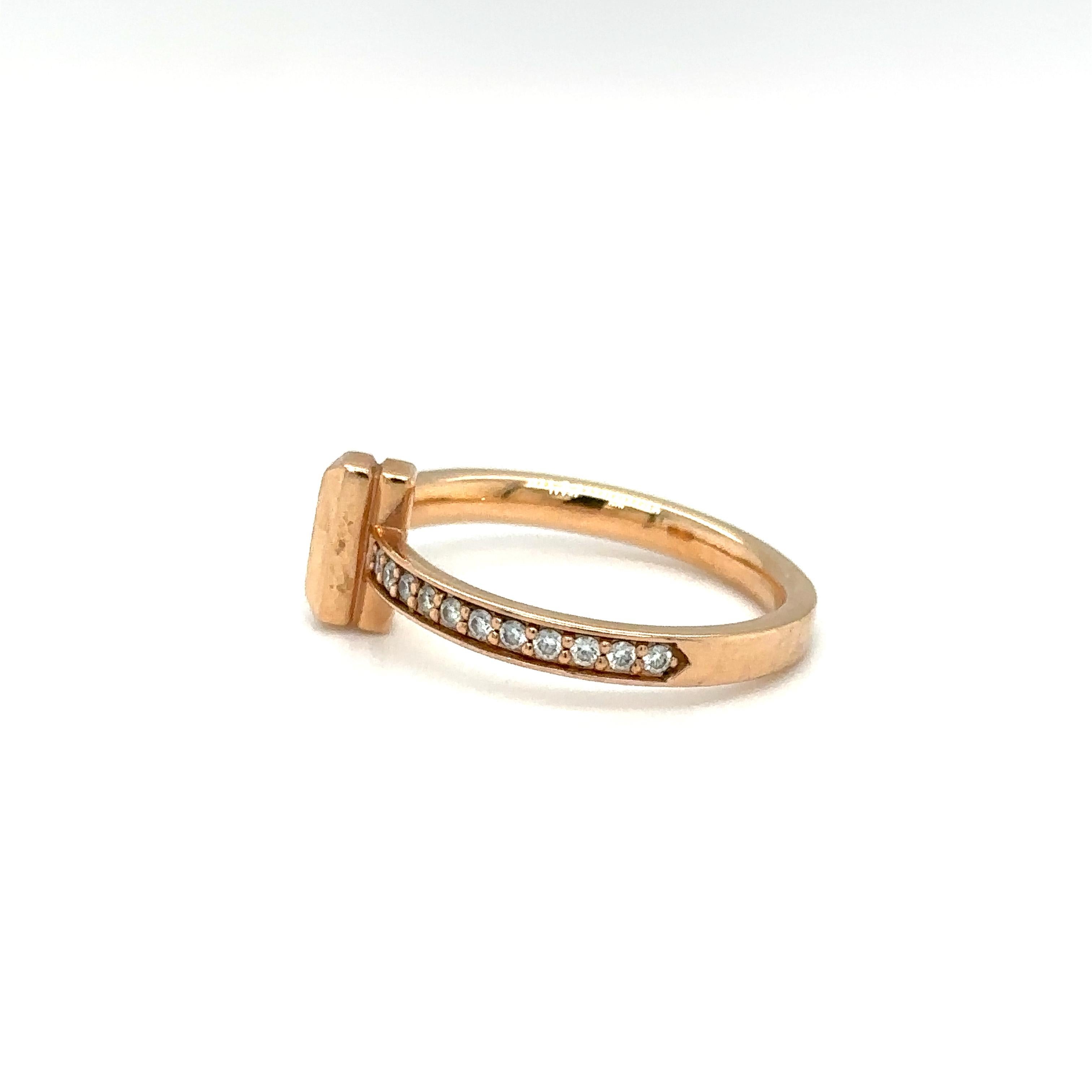 Modern Tiffany & Co. T1 Ring with Diamonds in 18 Karat Rose Gold