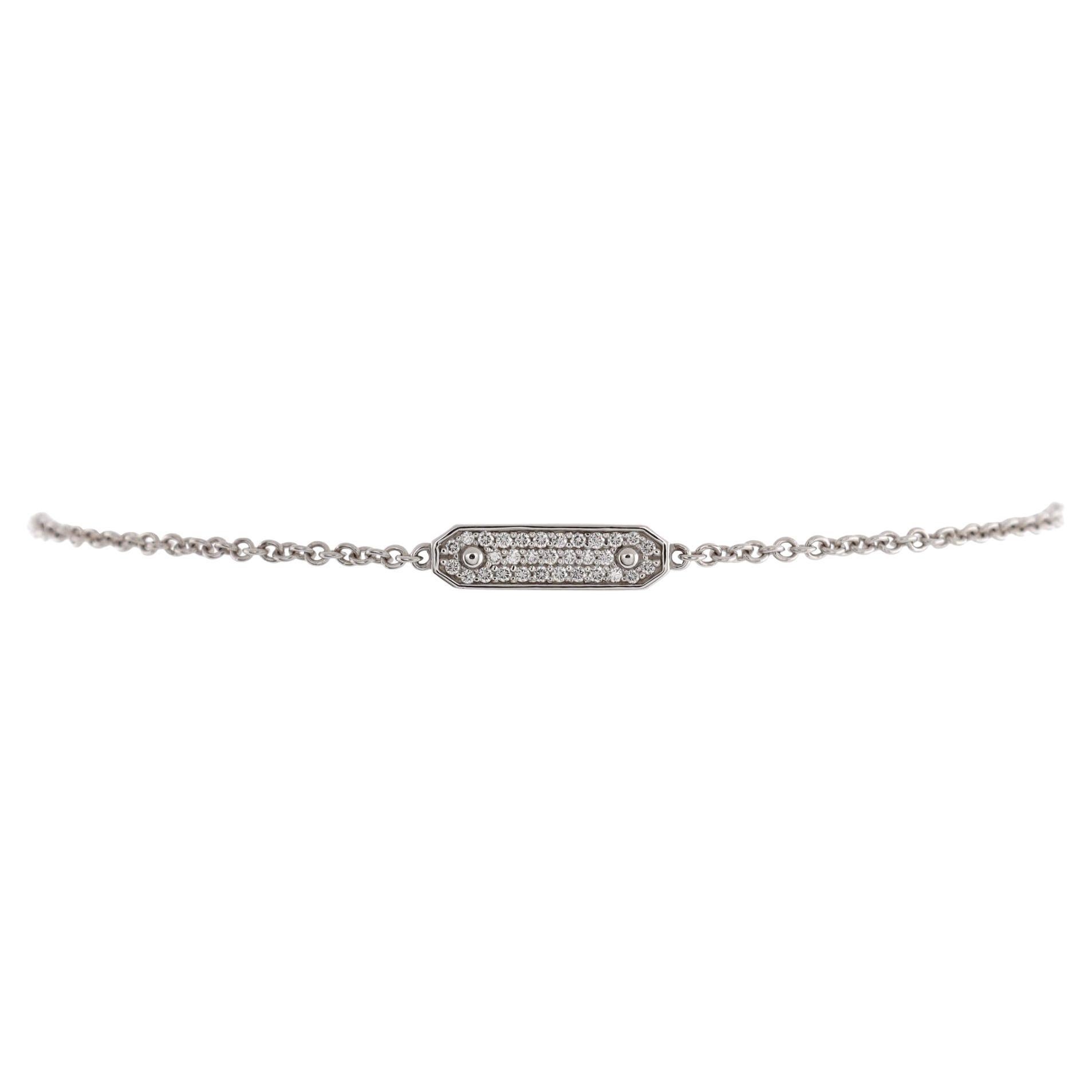 Tiffany & Co. Tag Chain Bracelet 18k White Gold and Diamonds