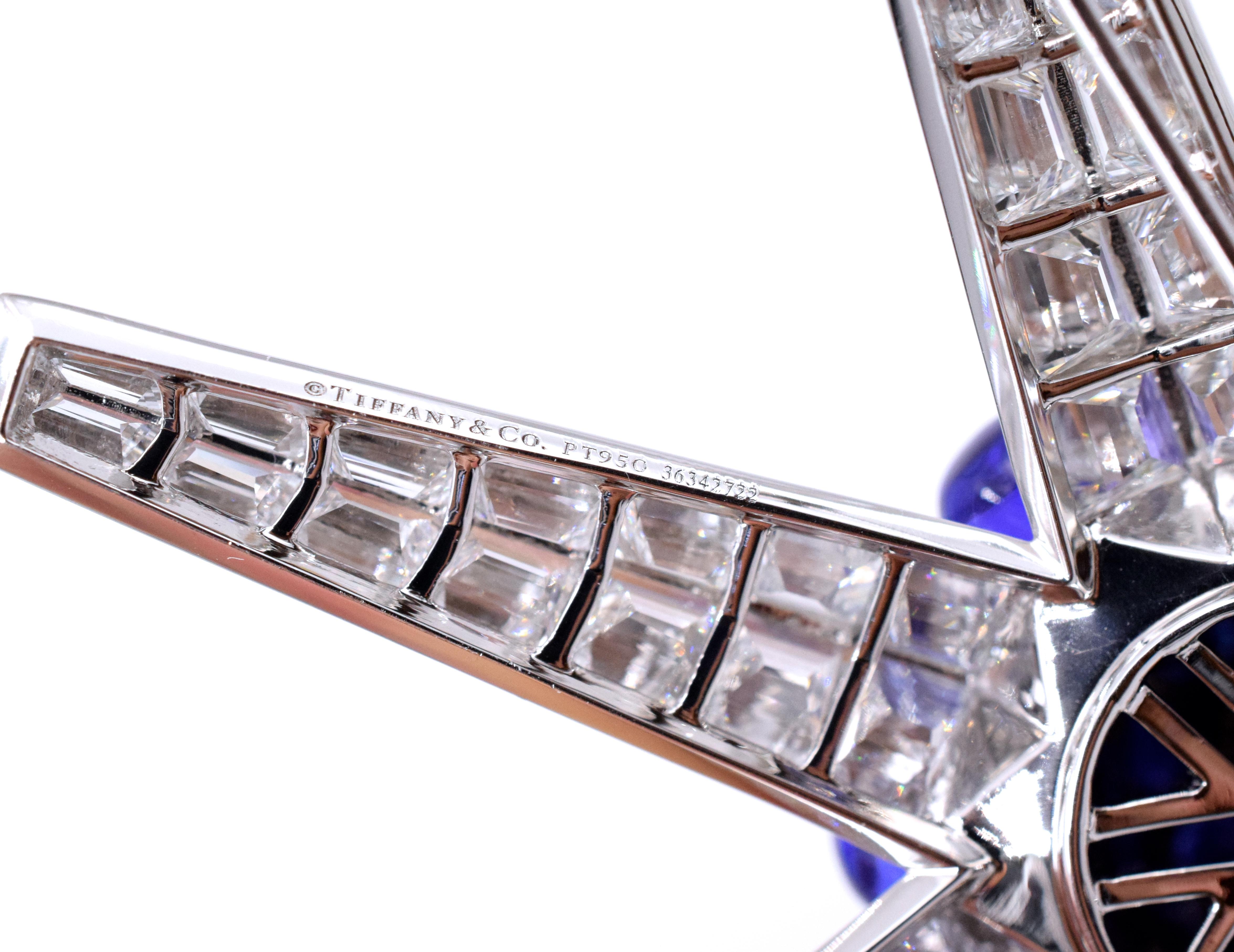 Tiffany & Co. Tanzanite and Diamond Brooch In Excellent Condition For Sale In New York, NY