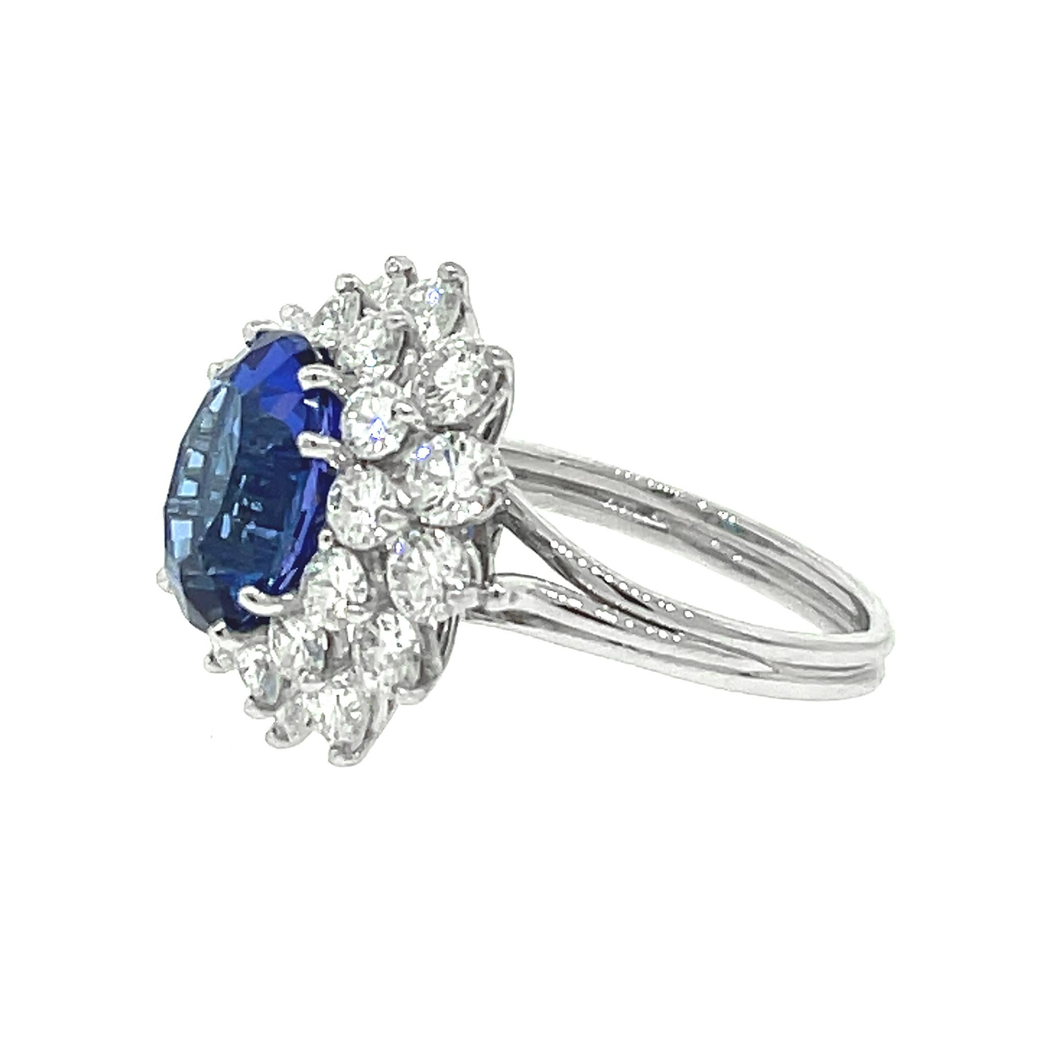 Tiffany & Co. Tansanit und Diamantring aus Platin im Zustand „Hervorragend“ in New York, NY