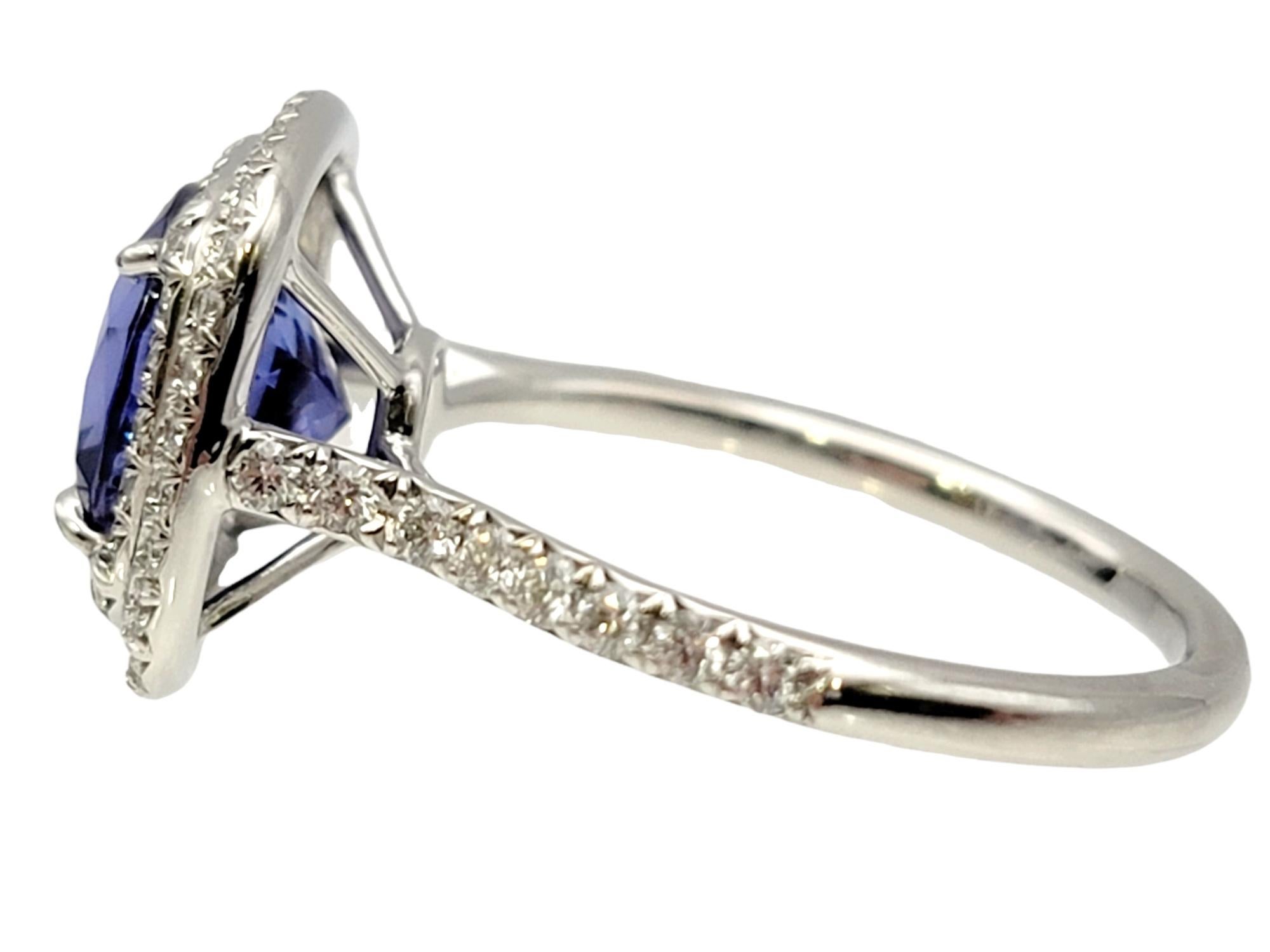 Women's Tiffany & Co Tanzanite and Diamond Soleste Cushion Cut Double Halo Platinum Ring